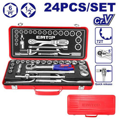 24Pcs 1/2" Socket Set