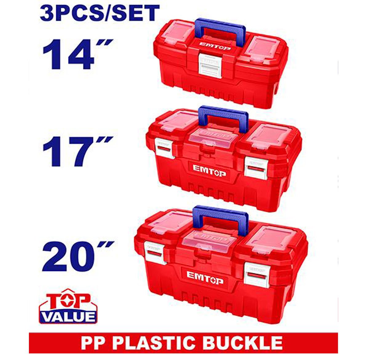 3Pcs Plastic Tool Boxes Set