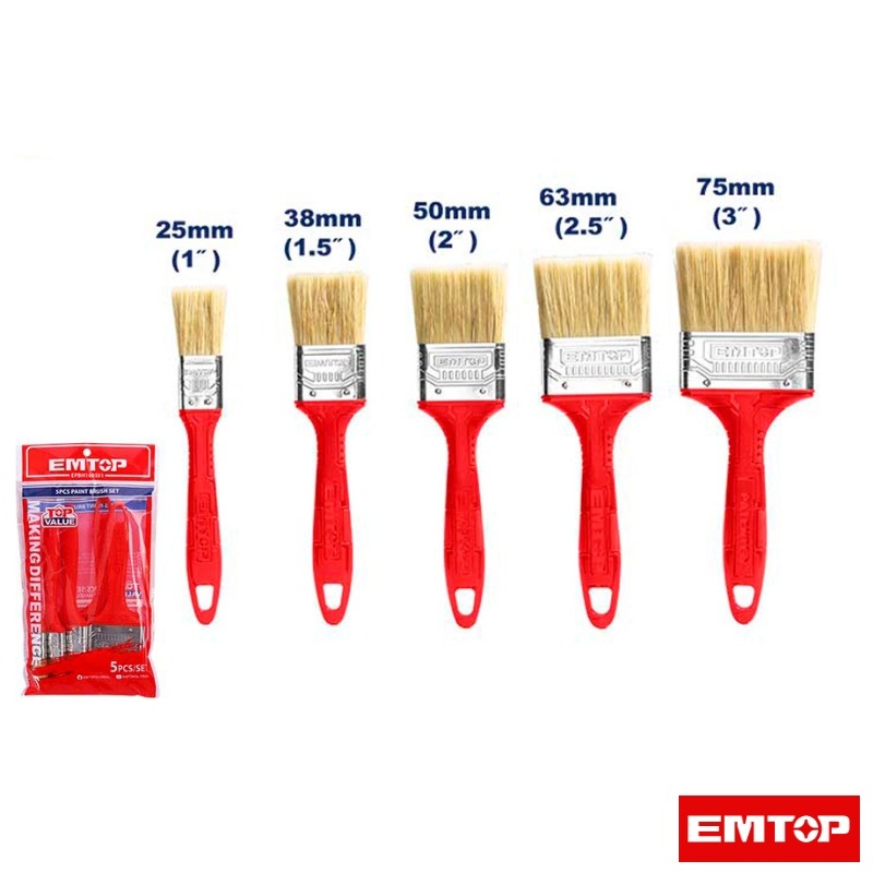 5 Pcs Paint Brush Set 1" , 1.5" , 2" 2.5" 3"
